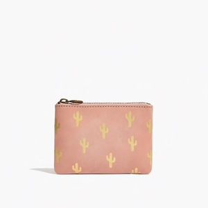 Madewell pink w gold cactus pouch